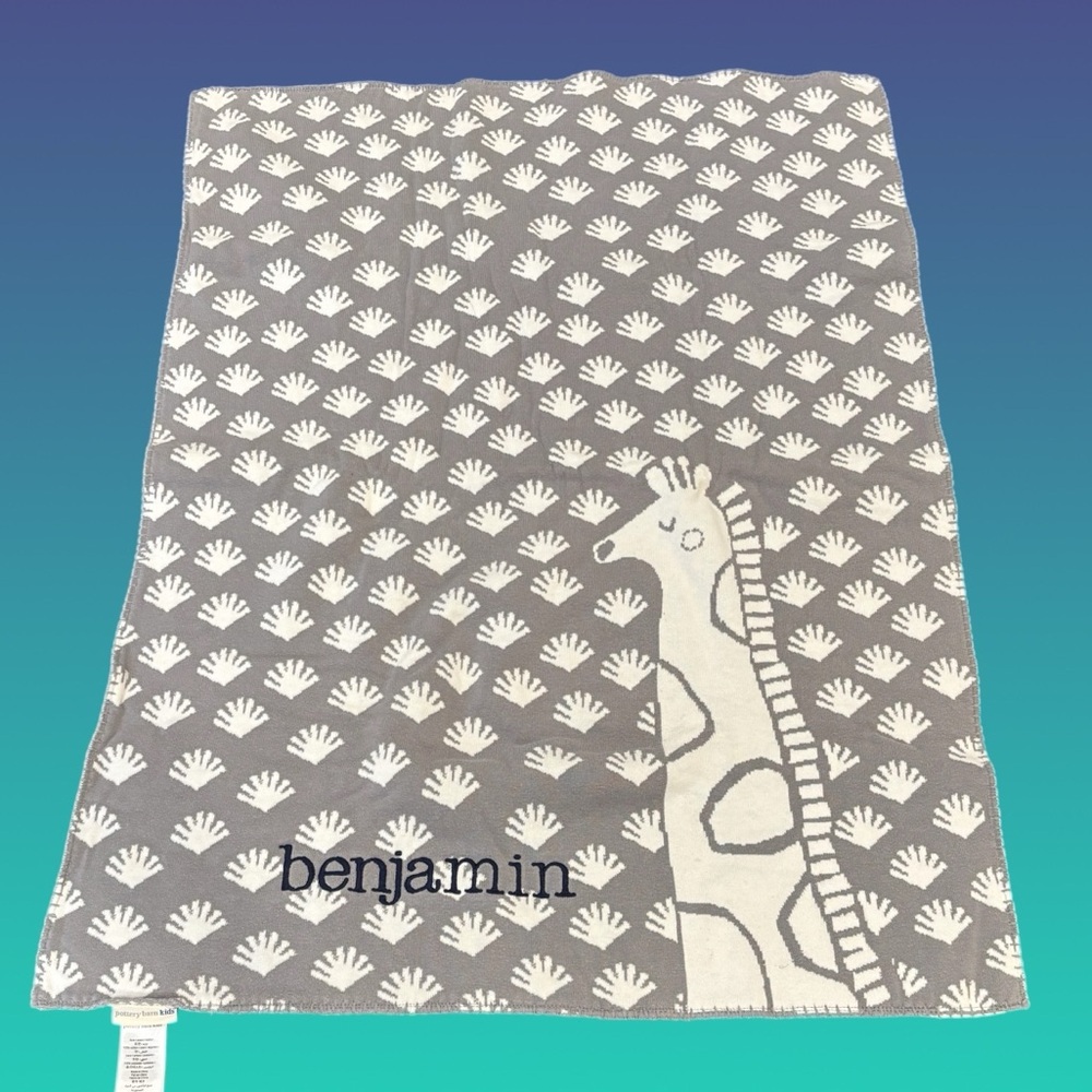Gorgeous and Comfy Monogrammed Benjamin Blanket from Pottery Barn Kids 30x40 in.